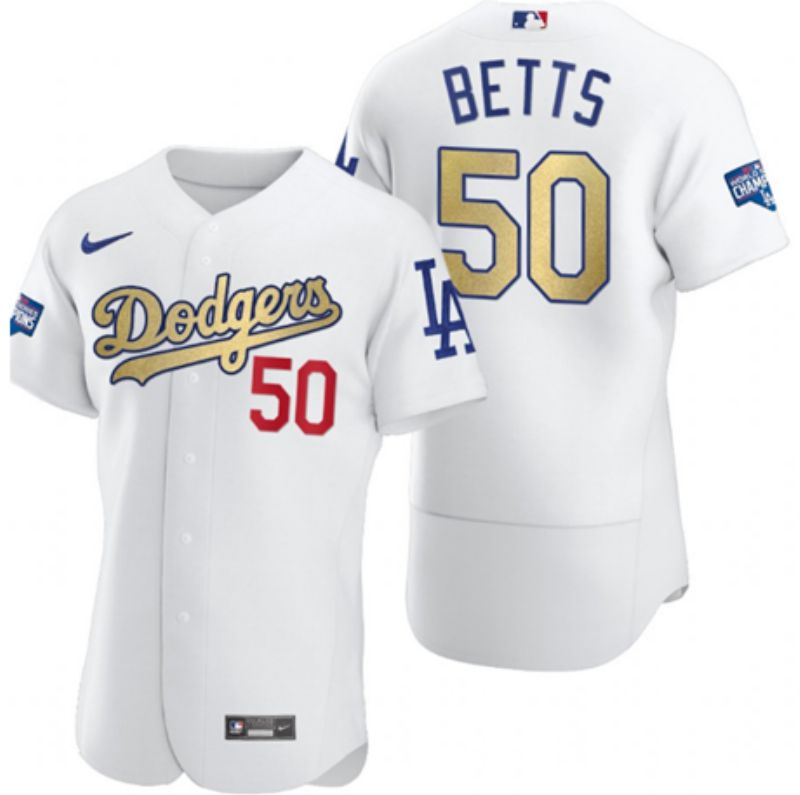 Los Angeles Dodgers #50 Mookie Betts Men Nike White Home 2020 World Series Champions Authentic Player MLB Jersey->los angeles dodgers->MLB Jersey